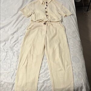 Free People Cream Set - Button-Up top and Pants